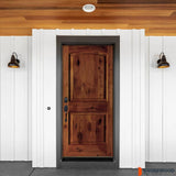Krosswood Doors 36 in. x 80 in. Rustic Knotty Alder Arch Top Red Chestnut Stain Right-Hand Inswing Wood Single Prehung Front Door