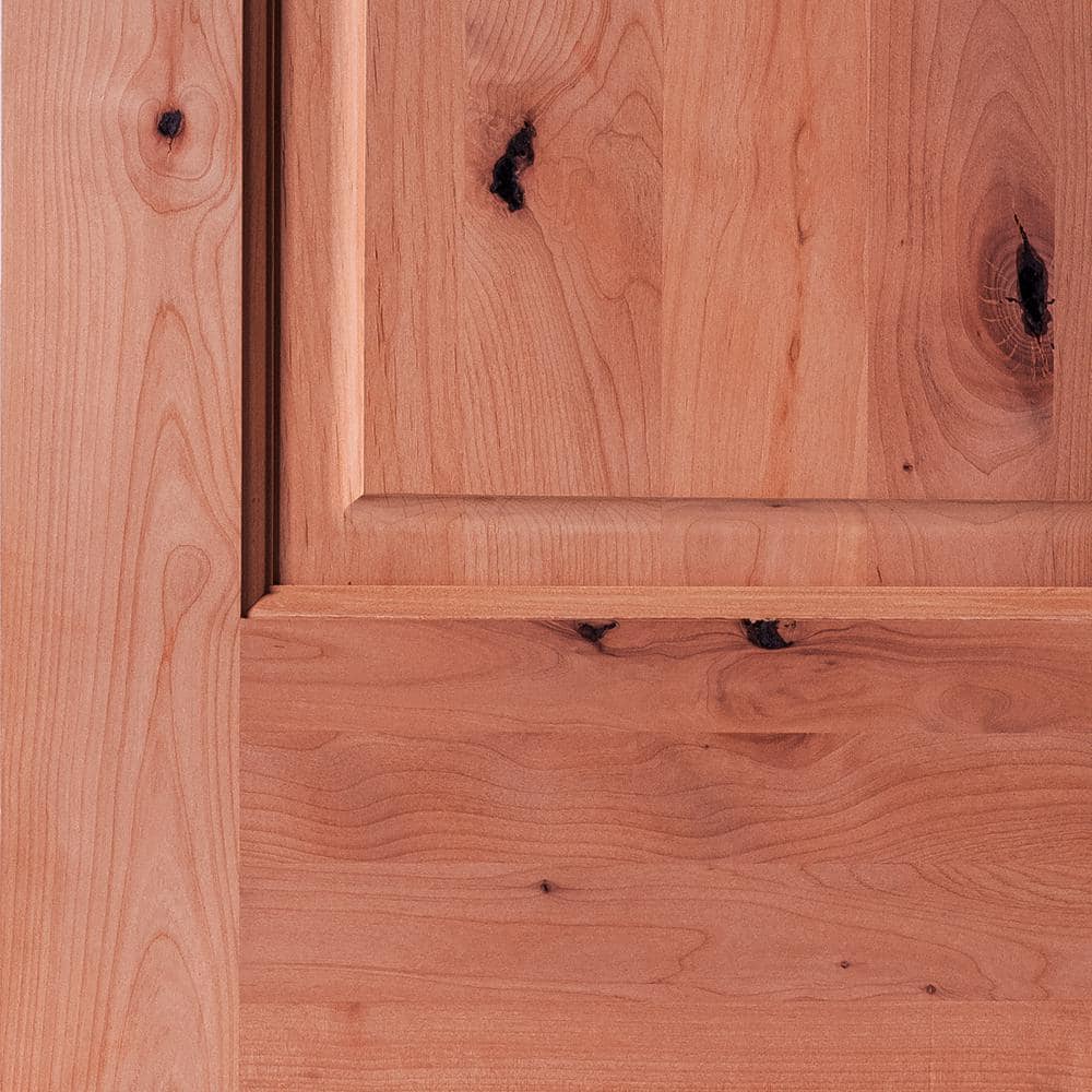 Krosswood Doors 36 in. x 80 in. Rustic Knotty Alder Arch Top Red Chestnut Stain Left-Hand Inswing Wood Single Prehung Front Door