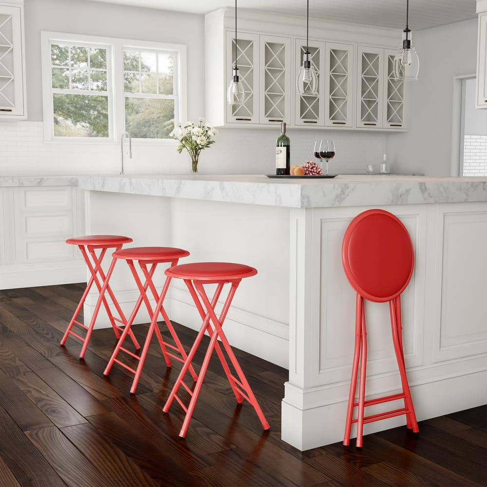 Lavish Home Red Metal Padded Folding Chair