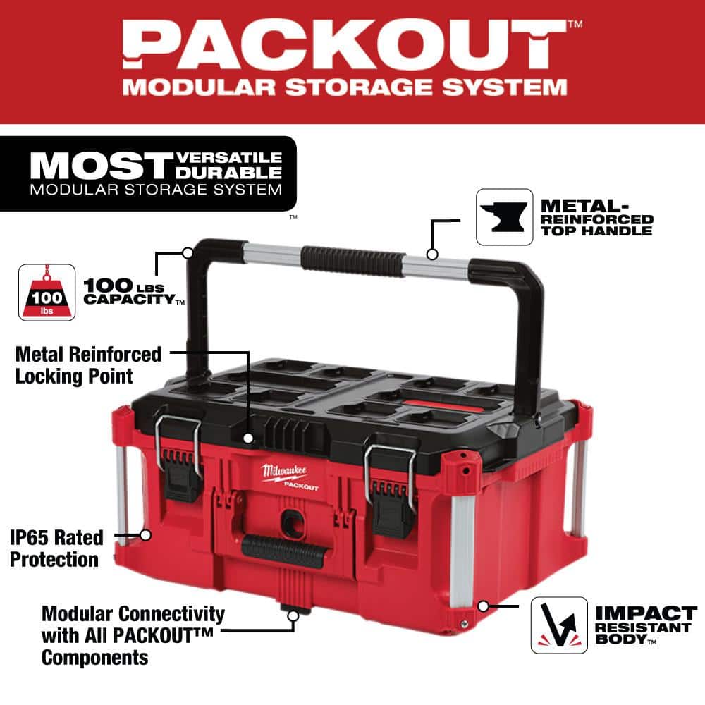 Milwaukee PACKOUT 22 in. Modular Tool Box Storage System, 3-Piece, 22 x 20 x 33.13 in