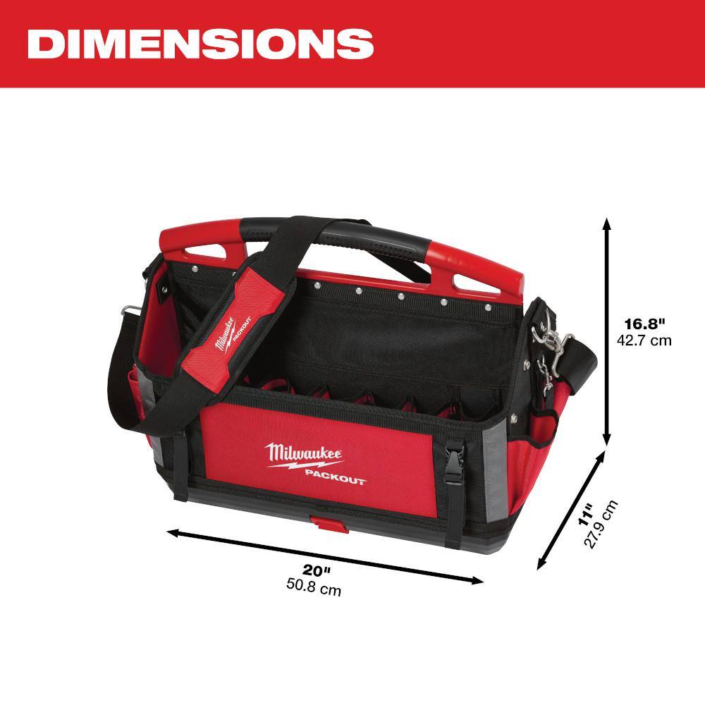 Milwaukee 20 in. PACKOUT Tote with 25 ft x 1 in Compact Tape Measure (2-Pack)