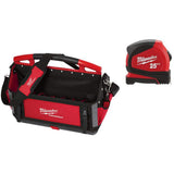 Milwaukee 20 in. PACKOUT Tote with 25 ft x 1 in Compact Tape Measure (2-Pack)