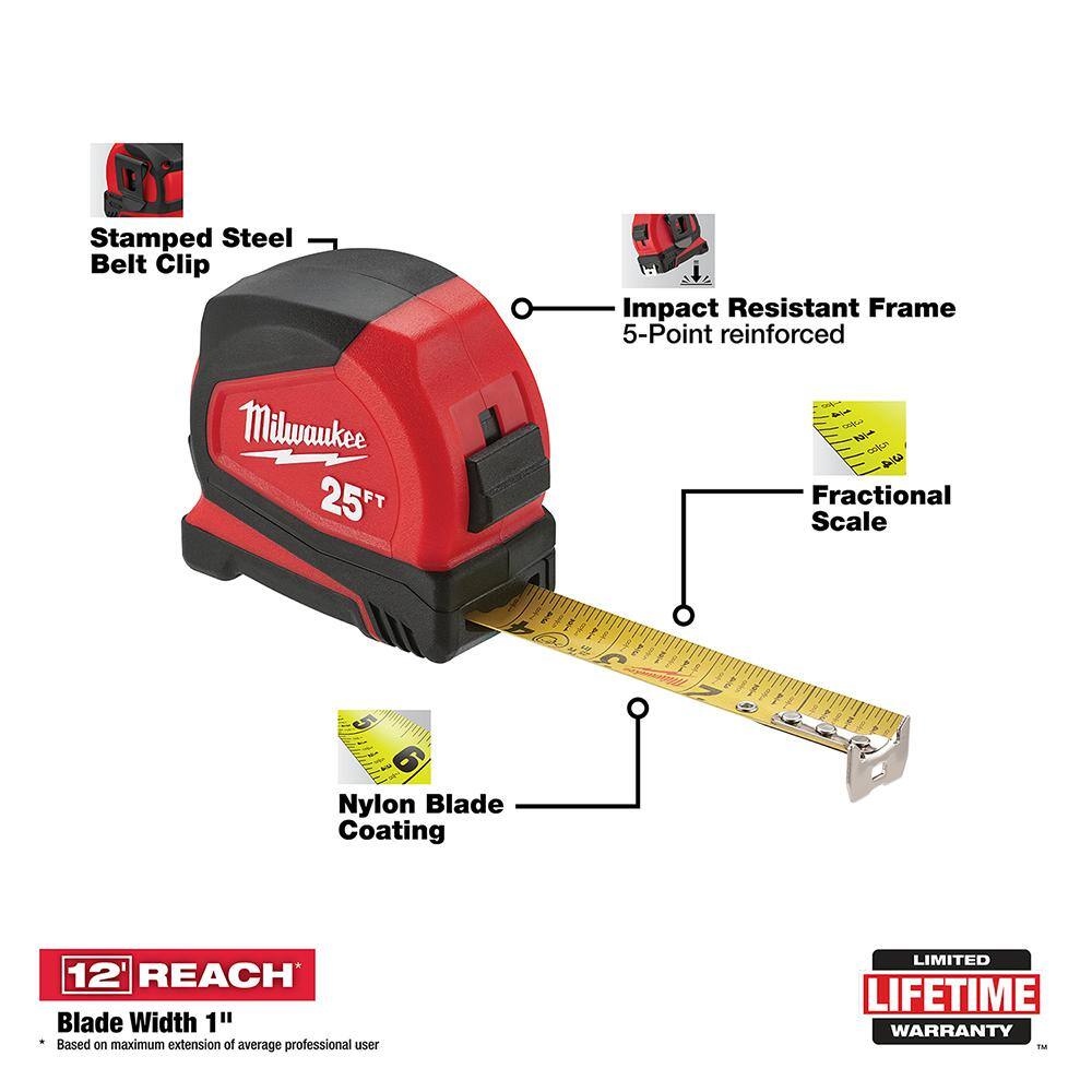 Milwaukee 20 in. PACKOUT Tote with 25 ft x 1 in Compact Tape Measure (2-Pack)