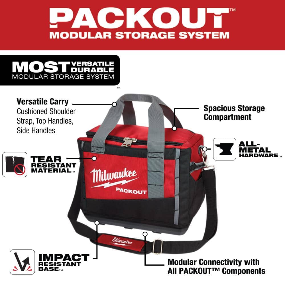 Milwaukee 15 in. PACKOUT Tool Duffle Bag with Red Zipper Pouch (Model 48-22-8321 + 48-22-8180)