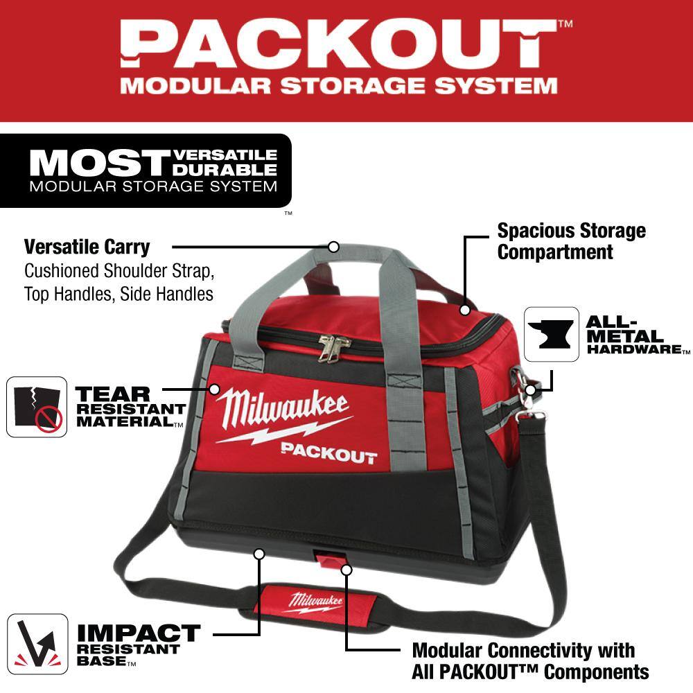 Milwaukee 20 in. PACKOUT Tool Duffle Bag with Multi-Size Zipper Pouches, Red (3-Pack)