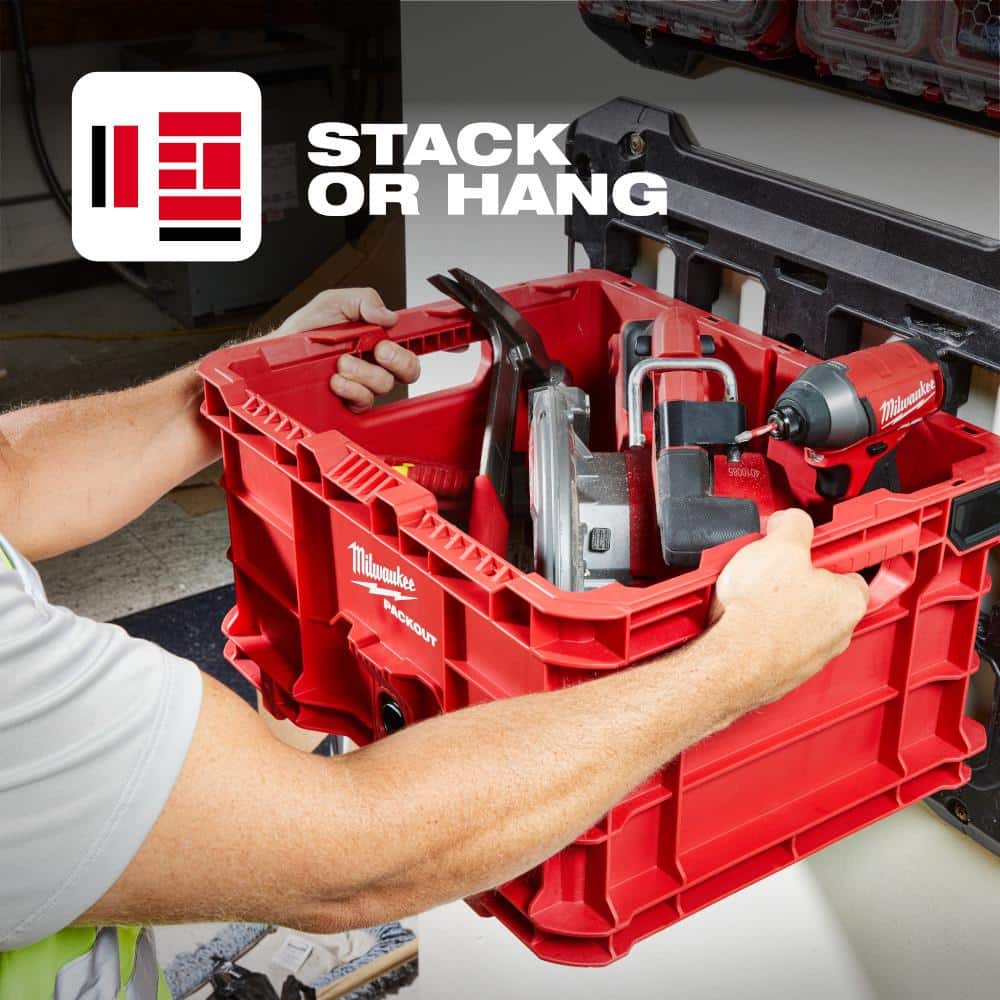 Milwaukee PACKOUT Stackable Crate, 9.9 in. H x 18.6 in. W x 15 in. D