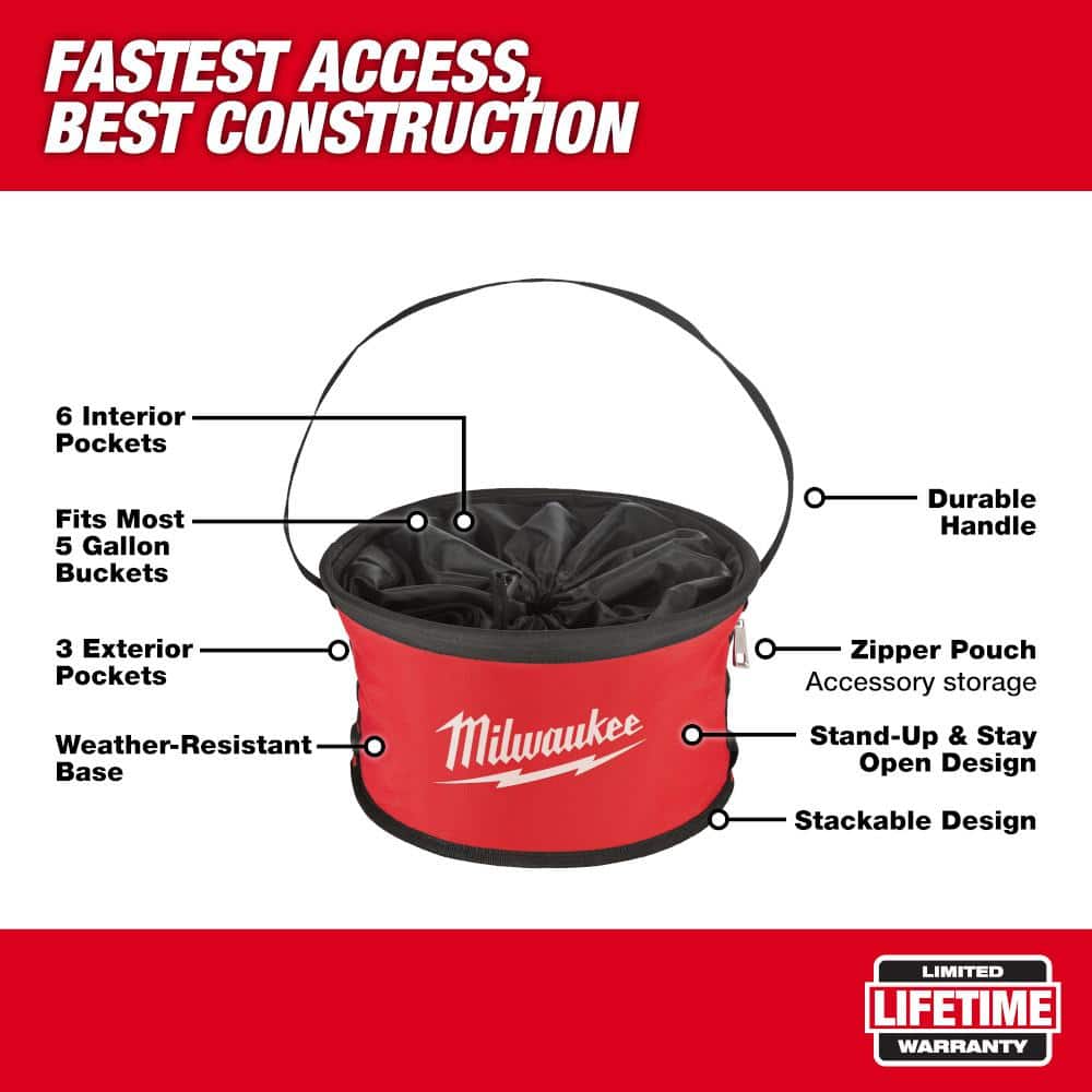 Milwaukee 12 in. Parachute Organizer Tool Bag with 6 Internal Pockets, 508 cu. in. Capacity