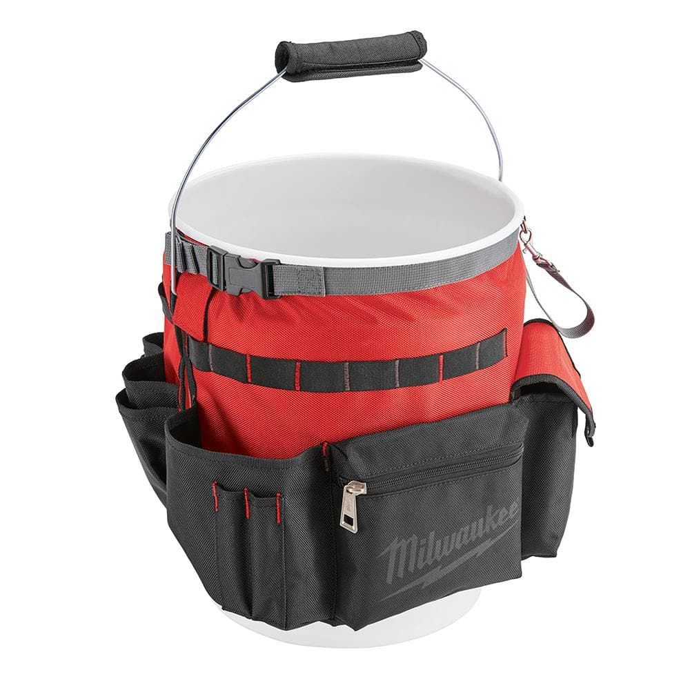 Milwaukee 10 in. Bucket Organizer Tool Bag, 32 Pockets, 1680D Ballistic Nylon