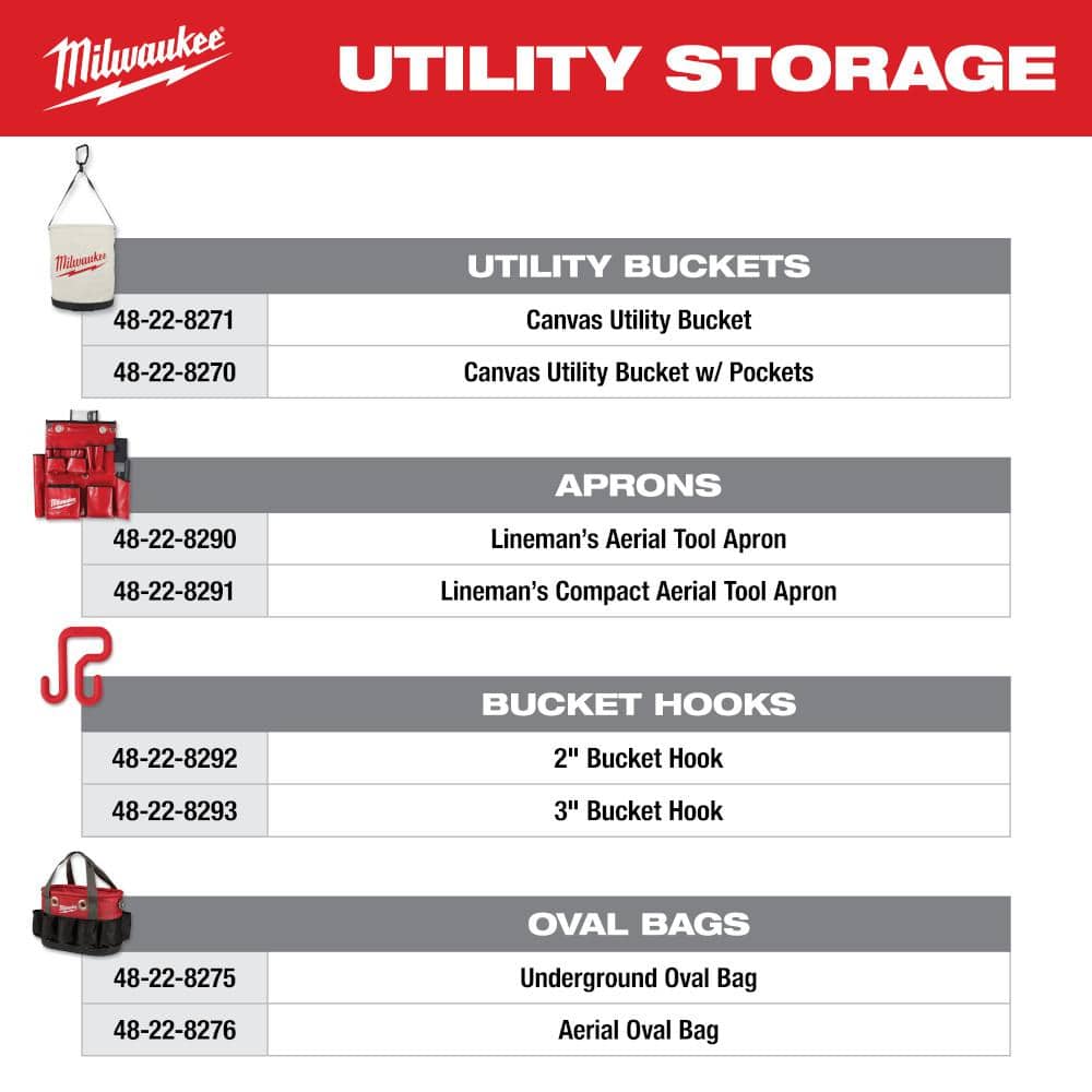 Milwaukee 10.4 in. Underground Oval Tool Bag, 24 Pockets, 1680D Ballistic Nylon