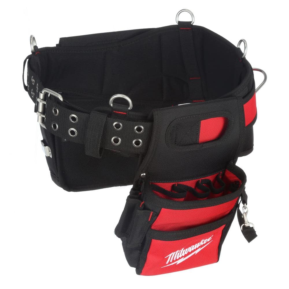 Milwaukee Adjustable Electricians Work Waist Tool Belt with 6-Piece Screwdriver Set, 29 Pockets, 1680D Nylon