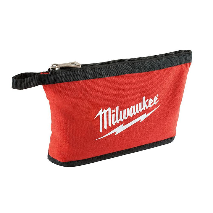 Milwaukee Red Zipper Tool Bag, 12 in. x 8 in., Heavy-Duty Canvas
