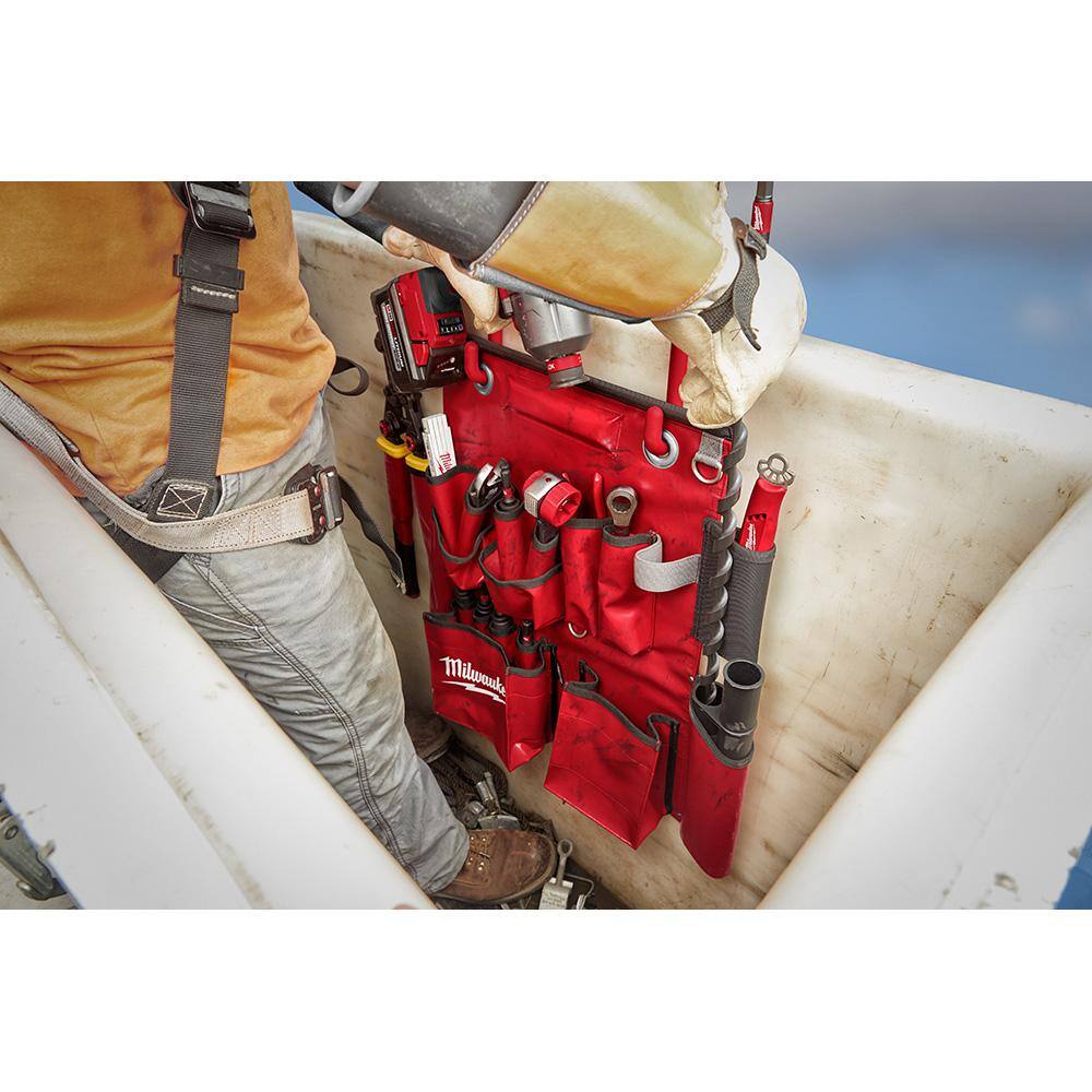 Milwaukee Lineman's Compact Aerial Tool Apron with Lineman's 5-in-1 Ratcheting Wrench, Milled Strike Face, 2-Piece