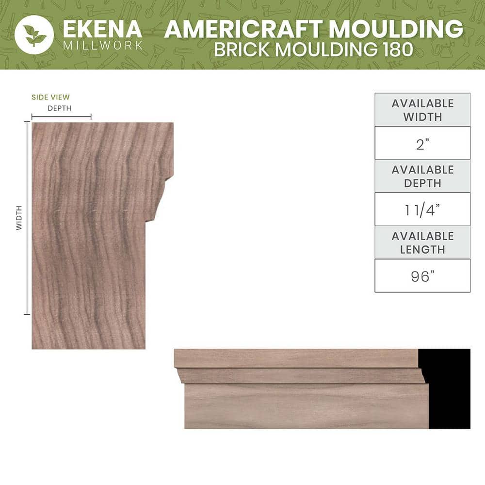 Ekena Millwork WM180 1.25 in. D x 2 in. W x 96 in. L Wood (Red Oak) Crown Molding