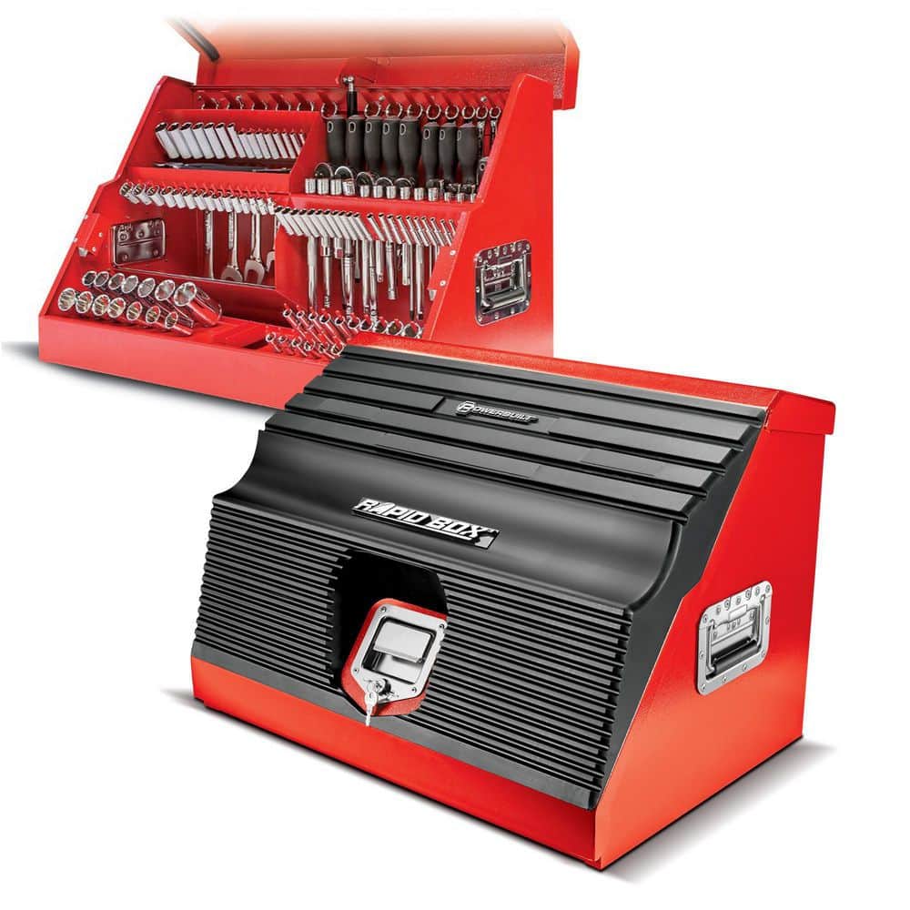 Powerbuilt 26 in. W x 20 in. D Rapid Box Portable Slant Front Tool Box - Red