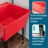 TEHILA Red Thermoplastic Freestanding Utility Sink Tub with Pull-Out Faucet