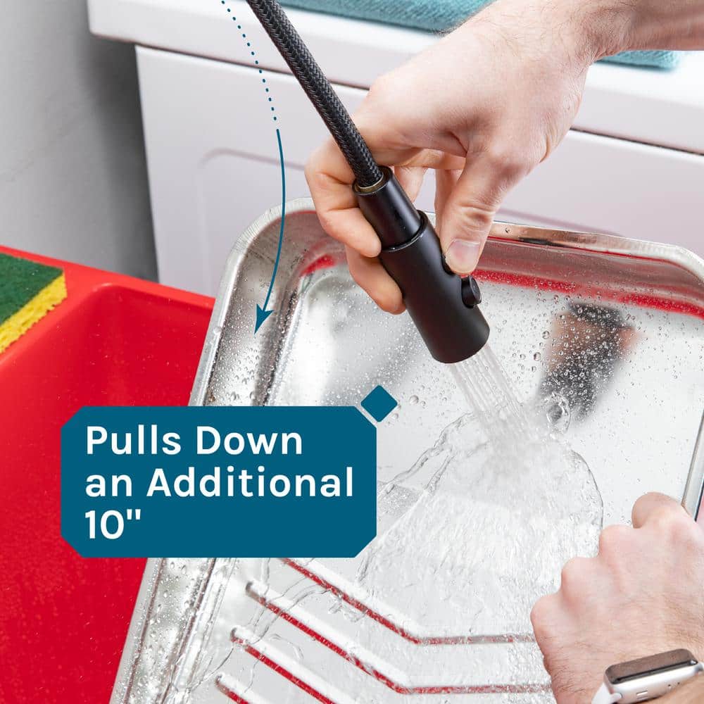 TEHILA Thermoplastic Red Utility Sink Set with Black Pull-Down Faucet