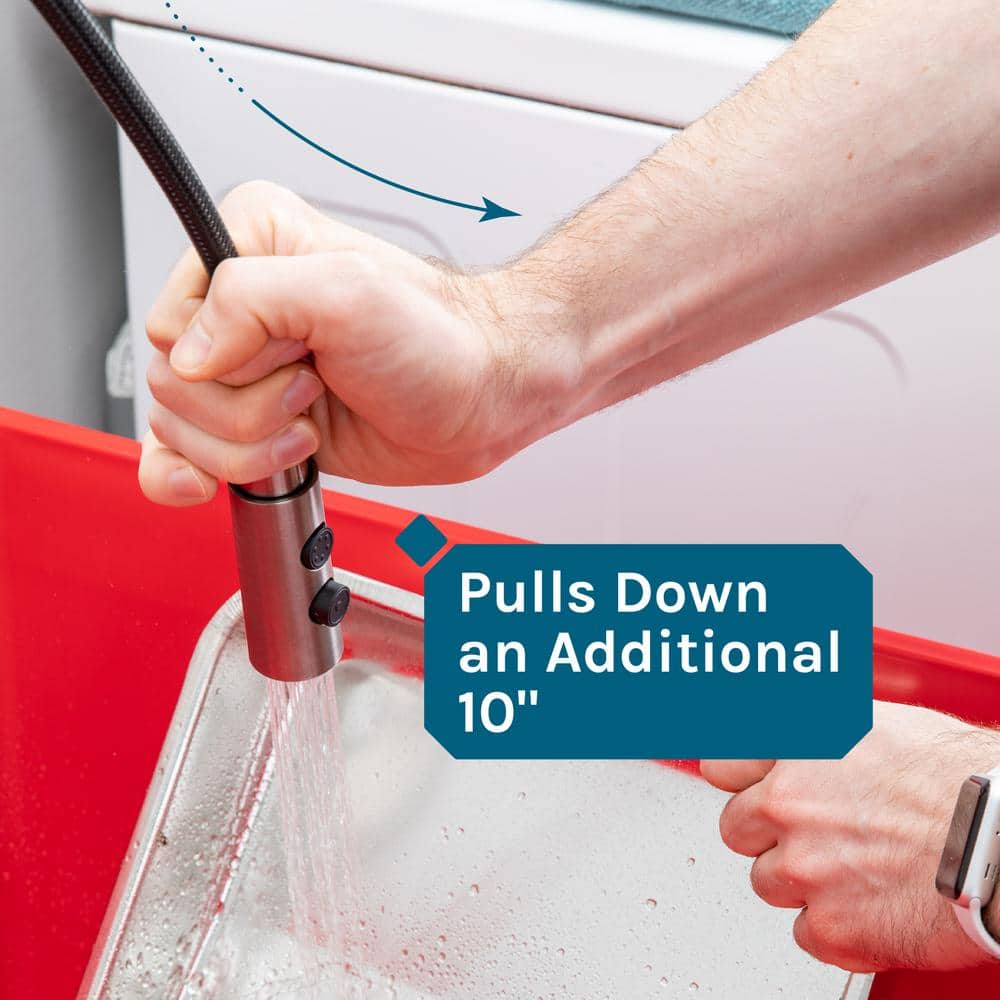 TEHILA 22.875 in. x 23.5 in. Red Utility Sink with Stainless Coil Pull-Down Faucet