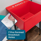 TEHILA 22.875 in. x 23.5 in. Red Utility Sink with Stainless Coil Pull-Down Faucet