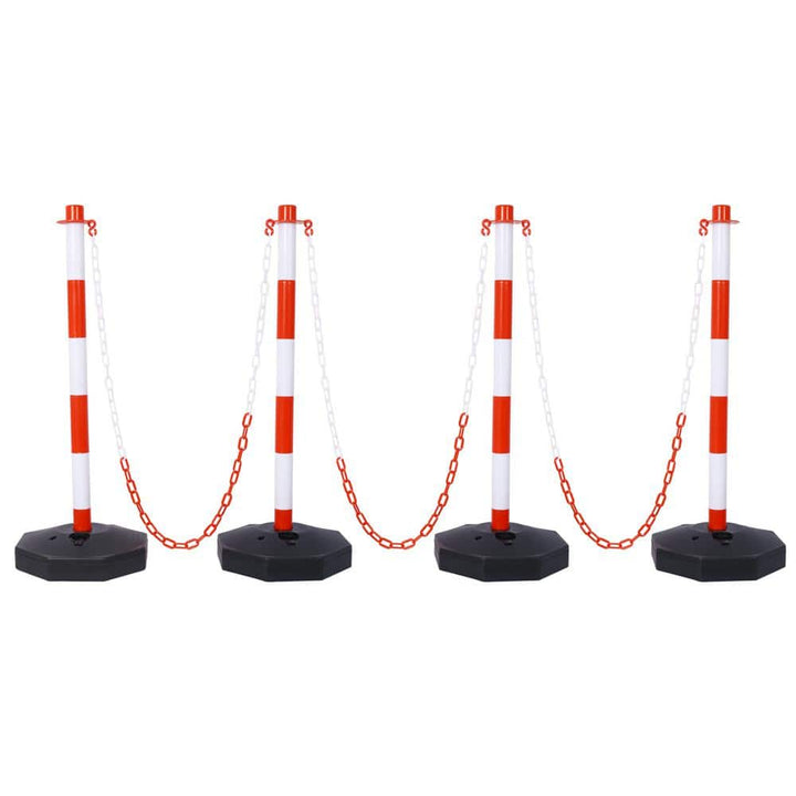 Tidoin 4-Pack Red 11.25 in. x 11.25 in. x 2.7 ft. Composite Fence Picket Post Cones with Fillable Base and 5 ft. Chain