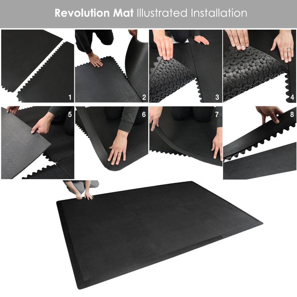 Rubber-Cal Revolution Interlocking Rubber Floor Tiles, 5/8 in. Thick, 36 in. x 36 in., Black, 4-Pack
