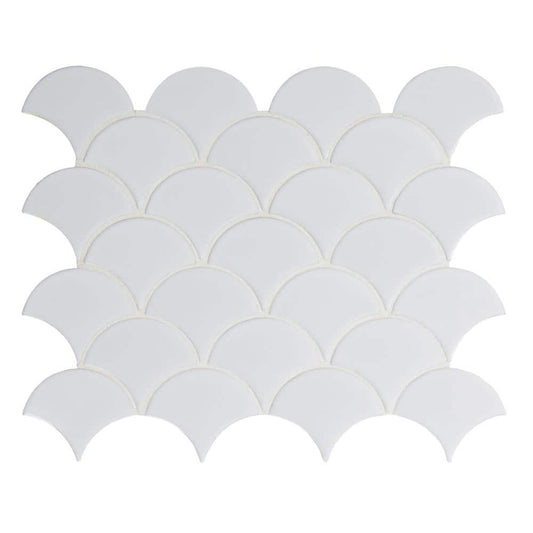 MSI Retro Gray Scallop 13.19 in. x 11.22 in. x 6mm Glossy Porcelain Mesh-Mounted Mosaic Tile (13.65 sq. ft. / case)