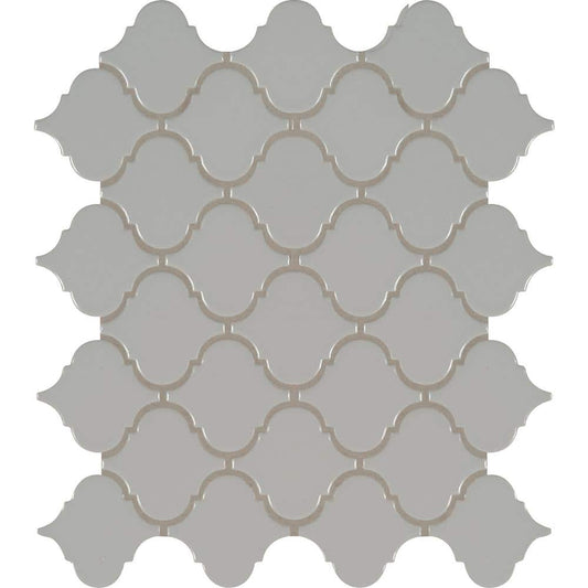 MSI Retro Gray Arabesque 13.19 in. x 11.22 in. x 6mm Glossy Porcelain Mesh-Mounted Mosaic Tile (10.95 sq. ft. / case)