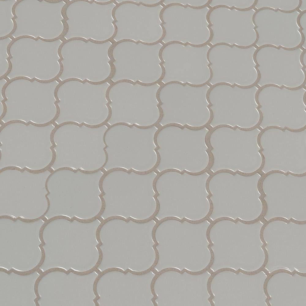 MSI Retro Gray Arabesque 13.19 in. x 11.22 in. x 6mm Glossy Porcelain Mesh-Mounted Mosaic Tile (10.95 sq. ft. / case)
