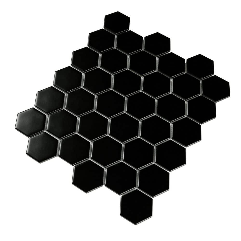 MSI Retro Black Hexagon 11.63 in. x 12.75 in. Matte Porcelain Floor and Wall Tile (14.4 sq. ft./Case)