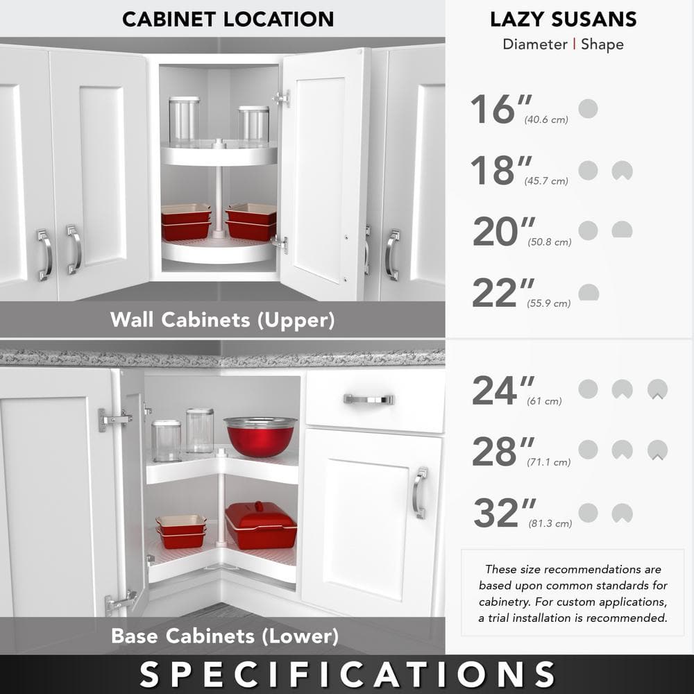 Rev-A-Shelf 2-Shelf White 28 in. Lazy Susan Pie-Cut Polymer