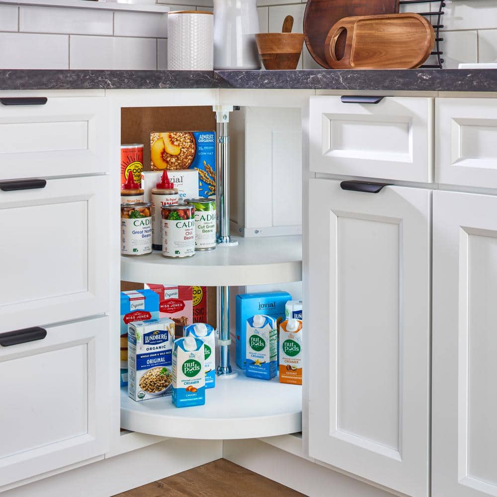 Rev-A-Shelf 2-Shelf White 28 in. Lazy Susan Pie-Cut Polymer