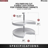 Rev-A-Shelf 2-Shelf White 28 in. Lazy Susan Pie-Cut Polymer