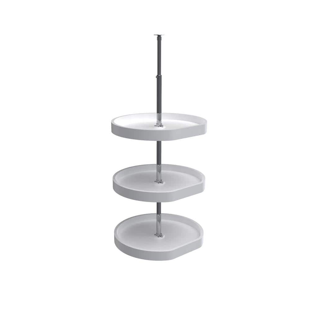 Rev-A-Shelf 20 in White Polymer D-Shape Lazy Susans 3-Shelf