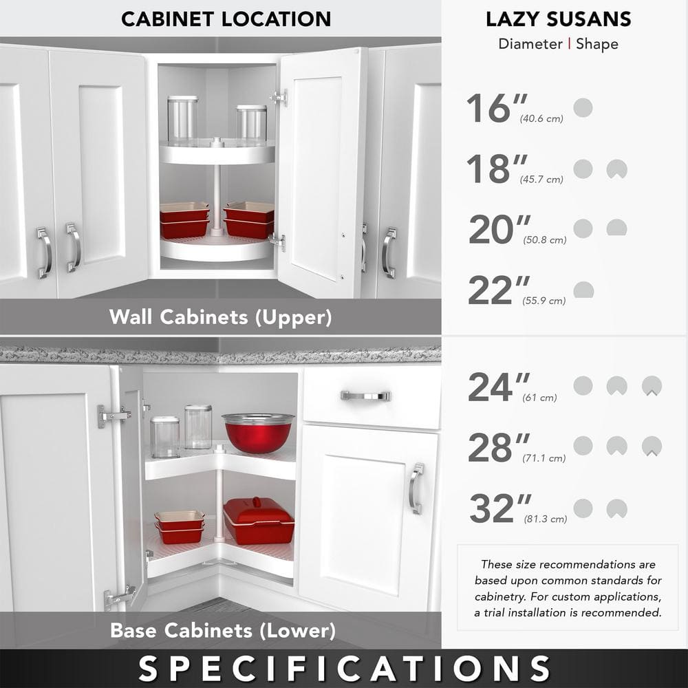 Rev-A-Shelf 2-Shelf White 24 in. Lazy Susan Pie-Cut Polymer
