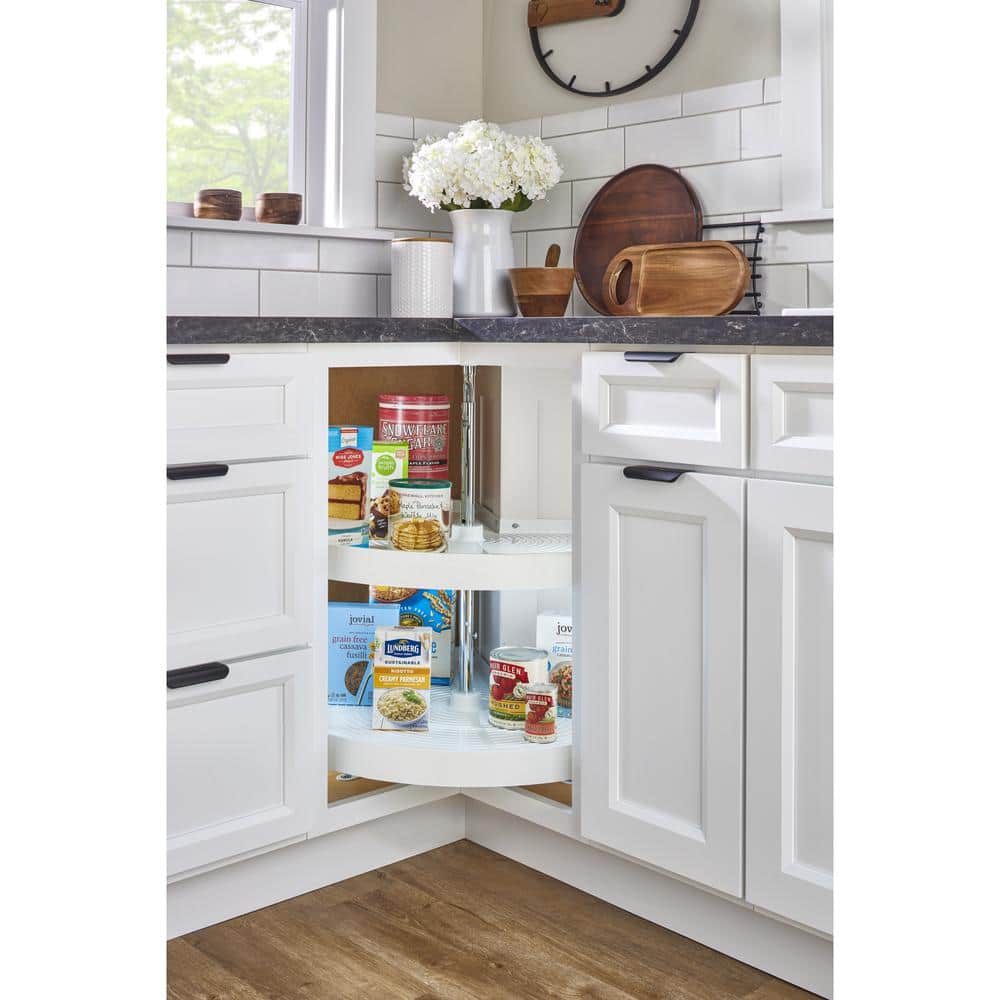 Rev-A-Shelf 2-Shelf White 24 in. Lazy Susan Pie-Cut Polymer