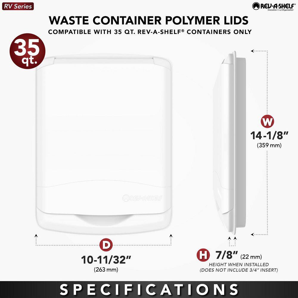 Rev-A-Shelf RV-35-LID-12-1 35-Quart Waste Container Lid Only – Champagne