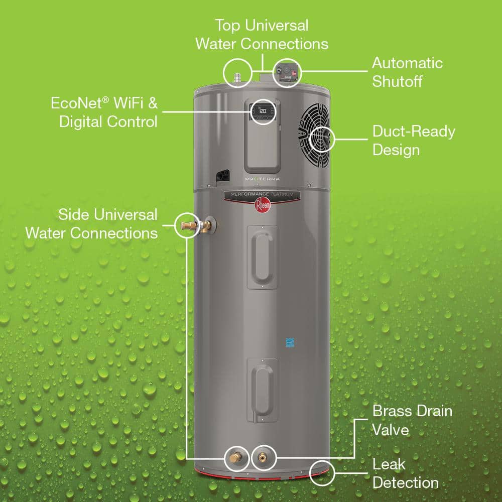 Rheem ProTerra 50 Gallon Smart Hybrid Heat Pump Water Heater with Leak Detection