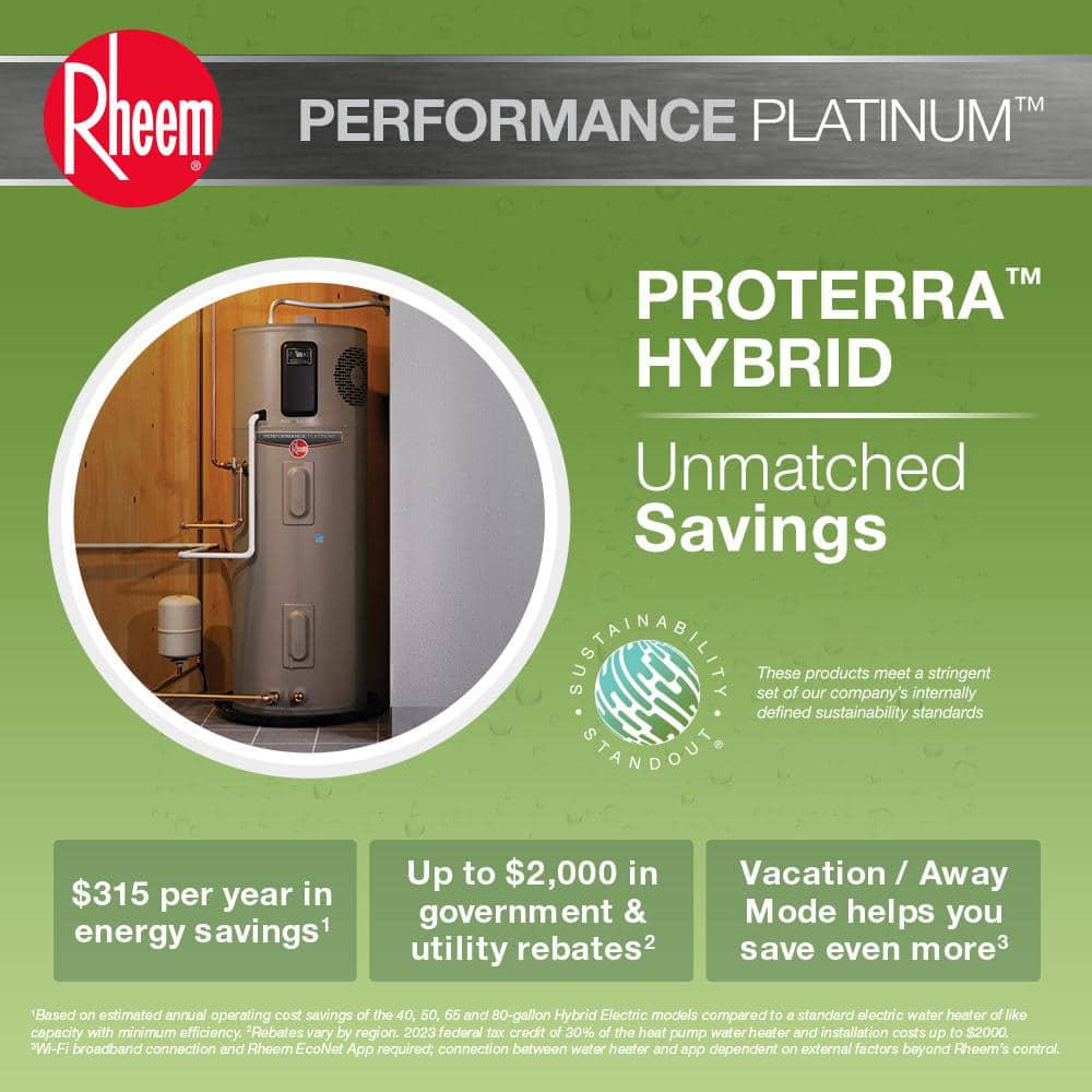 Rheem Performance Platinum 65-Gallon Hybrid Electric Heat Pump Water Heater
