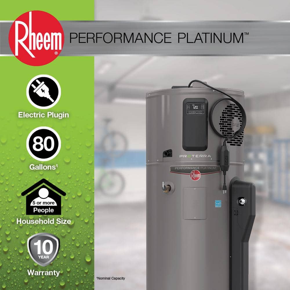 Rheem Performance Platinum ProTerra 80 Gal Heat Pump Water Heater with Smart WiFi and 10-Year Warranty