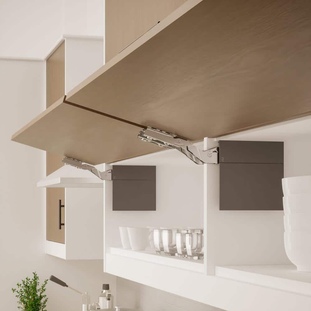 Richelieu Atmos Series Anthracite 107° Medium-Duty Soft-Close Lift-Up Hinge for Frameless Cabinets (1 Pair)