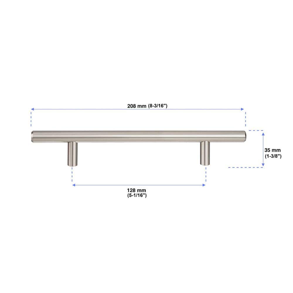 Richelieu 5-1/16 in. (128 mm) Center-to-Center Brushed Nickel Steel Contemporary Drawer Pull