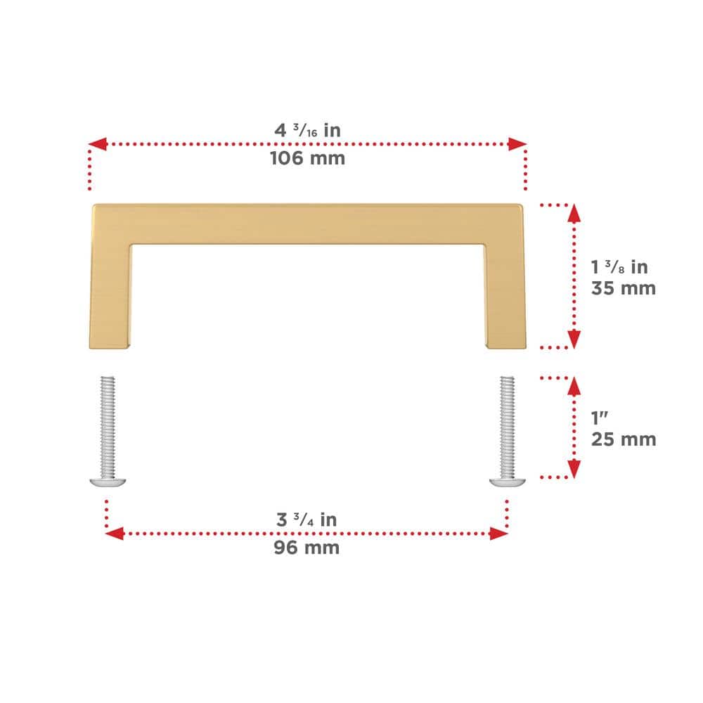 Richelieu 3-3/4 in. (96 mm) Aurum Brushed Gold Contemporary Drawer Pull