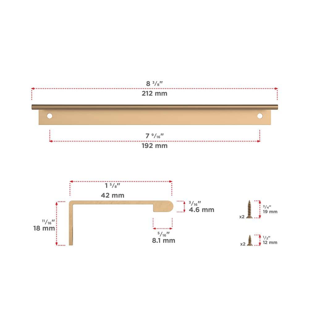 Richelieu Lincoln 7-9/16 in. (192 mm) Champagne Bronze Edge Cabinet Pull