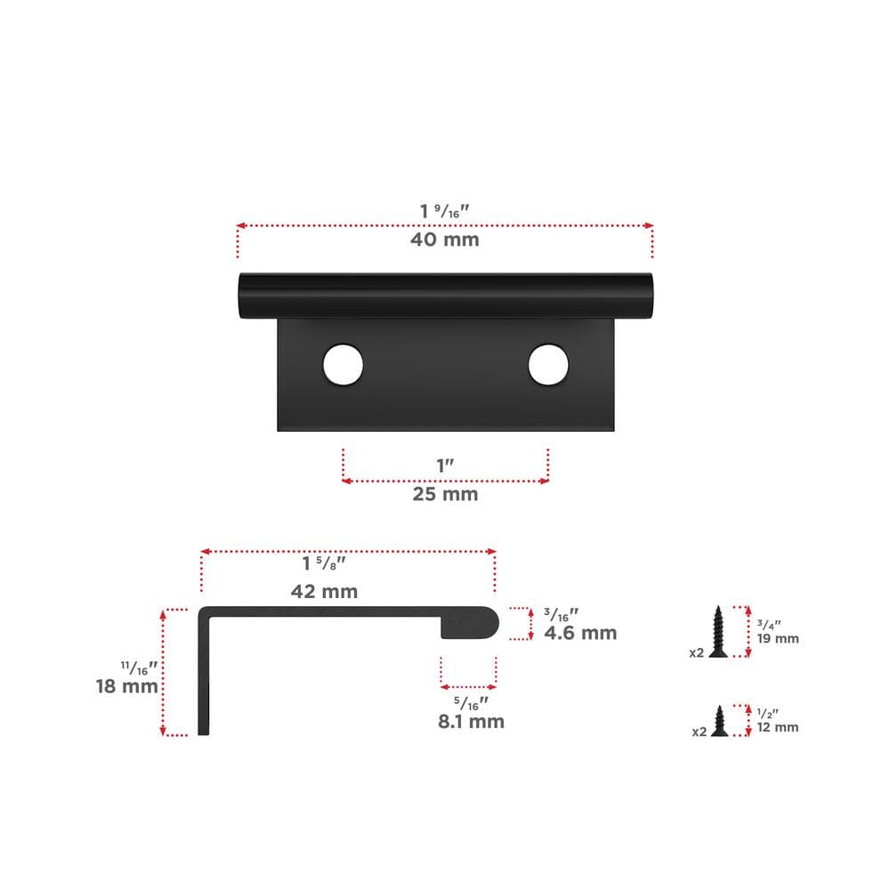 Richelieu 1 in. (25 mm) Brushed Black Contemporary Drawer Edge Pull