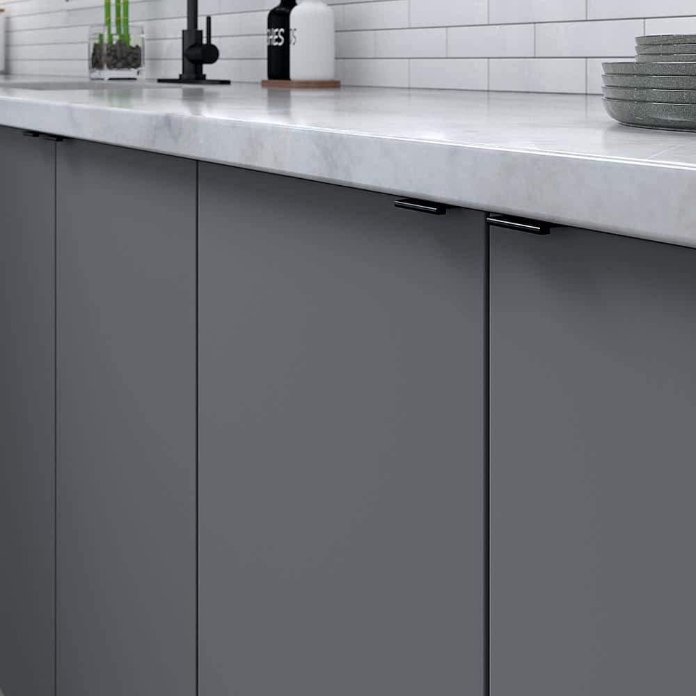 Richelieu 1 in. (25 mm) Brushed Black Contemporary Drawer Edge Pull