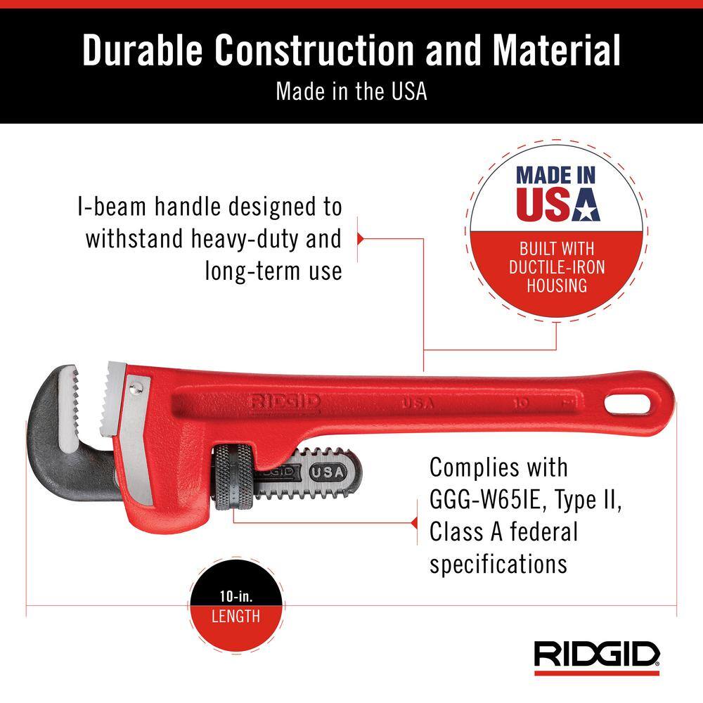 RIDGID Heavy-Duty Straight Pipe Wrench 3-Piece Bundle (10 in., 18 in., 24 in.)