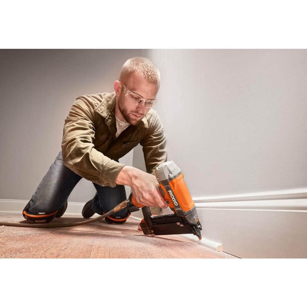 RIDGID Pneumatic 18-Gauge 2-1/8 in. Brad Nailer with CLEAN DRIVE Technology with Angled Finish Nailer