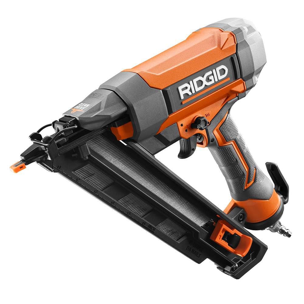 RIDGID Pneumatic 18-Gauge 2-1/8 in. Brad Nailer with CLEAN DRIVE Technology with Angled Finish Nailer