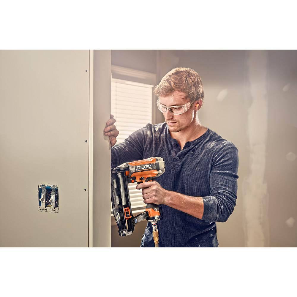 RIDGID Pneumatic 18-Gauge 2-1/8 in. Brad Nailer with CLEAN DRIVE Technology with Straight Finish Nailer