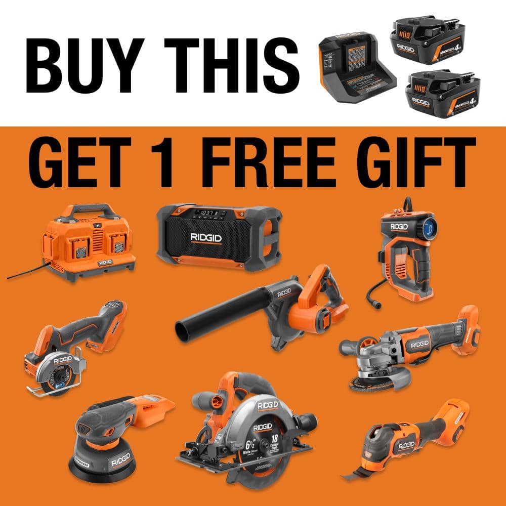 RIDGID 18V Starter Kit with (2) 4.0 Ah MAX Output Batteries and Charger with 18V Brushless Cordless 7-1/4 in. Circular Saw