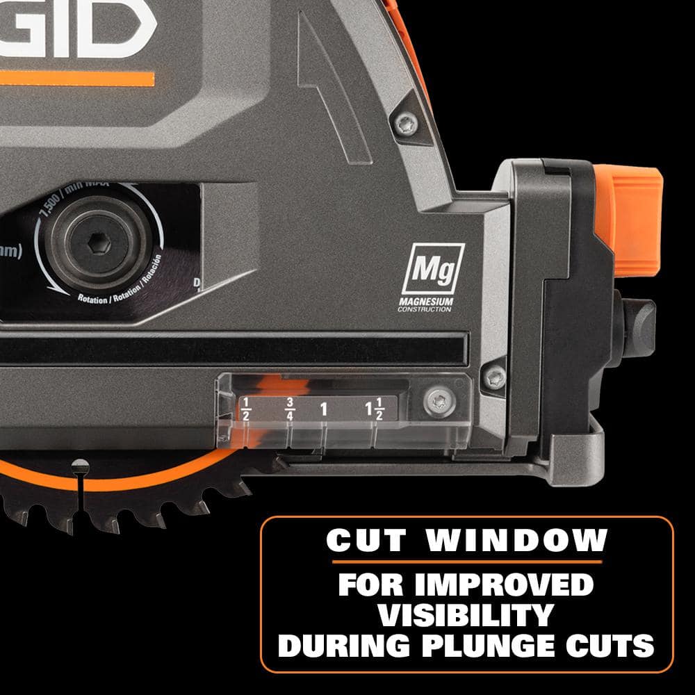 RIDGID 18V Brushless Cordless Track Saw (Tool Only) with (2) 55 in. Tracks